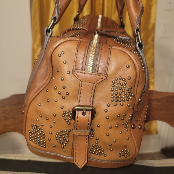 RARE BROWN BURBERRY Studded Heart Bag Brown Leather - Picture 9 of 15